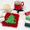 Kuuleyn Latch Hook Kit,Crochet Rug Kit,Cute Christmas Tree Pattern DIY Crochet Cup Mat Soft Comfortable Colorful Latch Hook Rug for Household Christmas Gift(5.5x5.5in) view 2