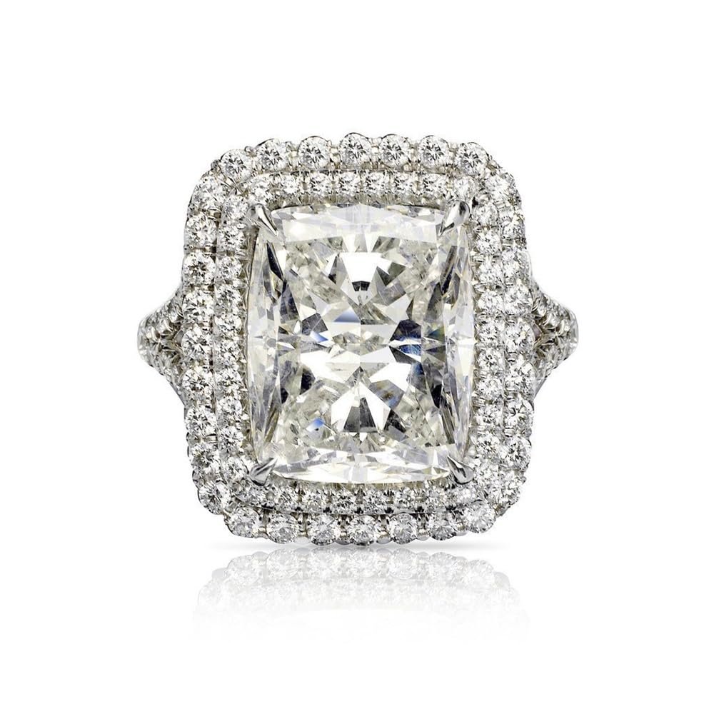 AZQ Fashion 925 Sterling Silver Shiny Full Diamond Ring Princess Square Cubic Zirconia Rings CZ Diamond Multi Row Ring Eternity Engagement Wedding Band Ring for Women (US Code 11)