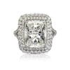 AZQ Fashion 925 Sterling Silver Shiny Full Diamond Ring Princess Square Cubic Zirconia Rings CZ Diamond Multi Row Ring Eternity Engagement Wedding Band Ring for Women (US Code 11) view 1
