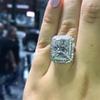 AZQ Fashion 925 Sterling Silver Shiny Full Diamond Ring Princess Square Cubic Zirconia Rings CZ Diamond Multi Row Ring Eternity Engagement Wedding Band Ring for Women (US Code 11) view 4