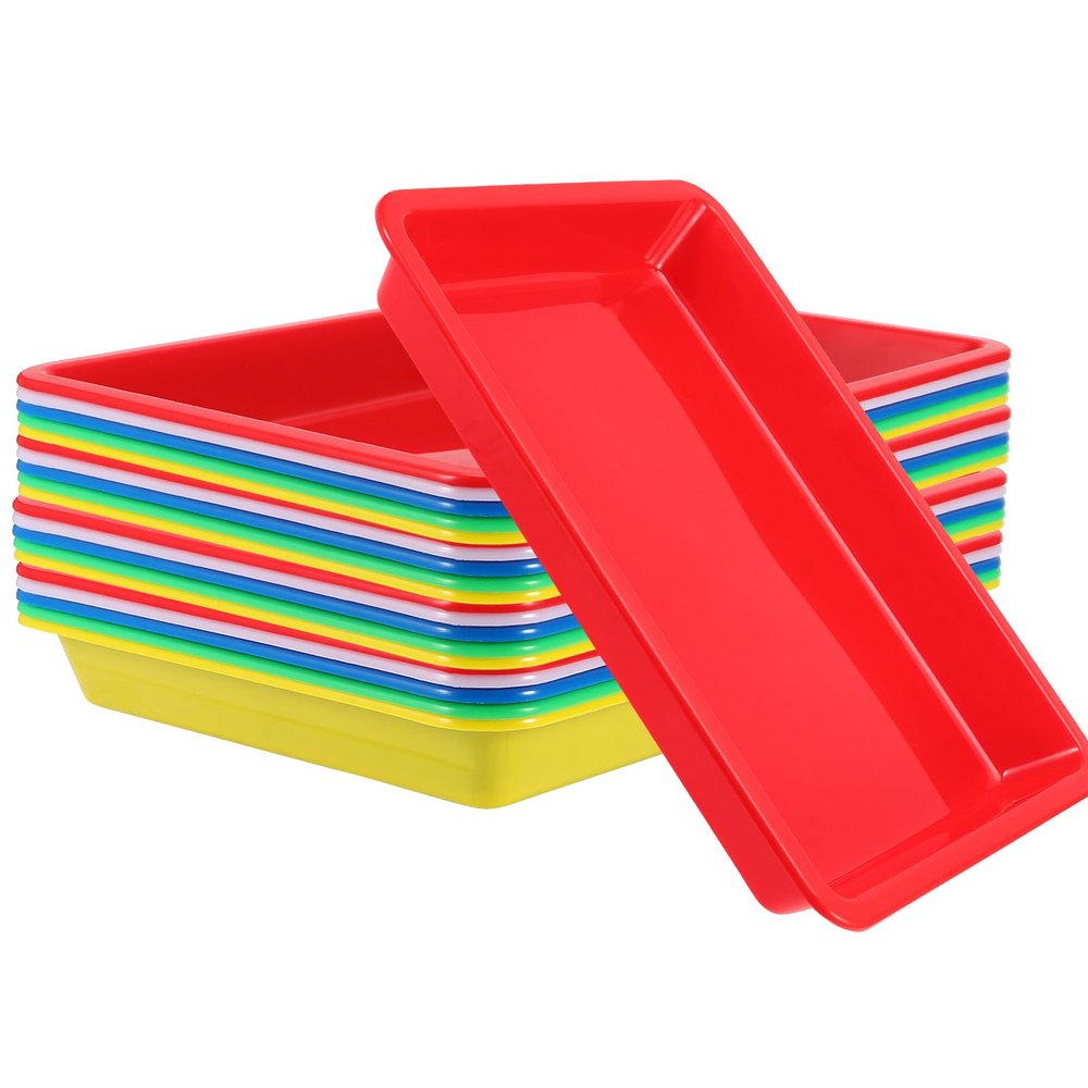 ZEONHEI 20 Pack Plastic Art and Crafts Trays, Multicolor Stackable Plastic Activity Trays for Beads, Painting, DIY Projects,11 x 8.3 x 1.2 Inch