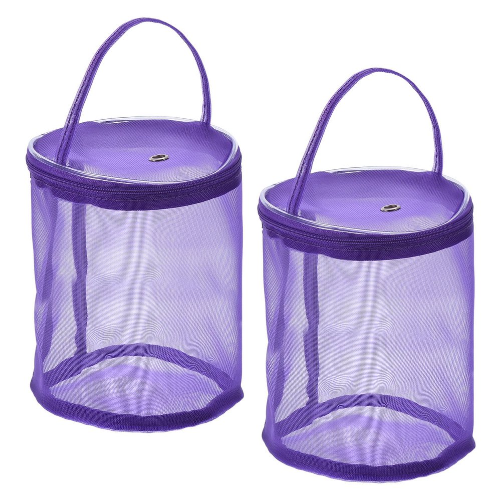 PATIKIL Yarn Storage Bag, 2 Pack Portable Crochet Knitting Bag Case Skein Ball Holder Mesh Basket Organizer Tote for Sewing Craft Projects, Purple