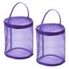 PATIKIL Yarn Storage Bag, 2 Pack Portable Crochet Knitting Bag Case Skein Ball Holder Mesh Basket Organizer Tote for Sewing Craft Projects, Purple view 1