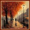 Foxhool Beginners Cross Stitch Kits Stamped Full Range of Embroidery Kits for Adults DIY Cross Stitches kit Embroidery Patterns for Needlepoint kit-Lovers Walk 17.7x17.7 inch view 1
