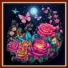 Foxhool Beginners Cross Stitch Kits Stamped Full Range of Embroidery Kits for Adults DIY Cross Stitches kit Embroidery Patterns for Needlepoint kit-Colorful Butterfly Flowers 17.7x17.7 inch view 1