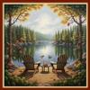 Foxhool Beginners Cross Stitch Kits Stamped Full Range of Embroidery Kits for Adults DIY Cross Stitches kit Embroidery Patterns for Needlepoint kit-Rest Scenery 17.7x17.7 inch view 1