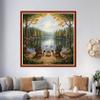 Foxhool Beginners Cross Stitch Kits Stamped Full Range of Embroidery Kits for Adults DIY Cross Stitches kit Embroidery Patterns for Needlepoint kit-Rest Scenery 17.7x17.7 inch view 2