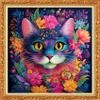 Foxhool Beginners Cross Stitch Kits Stamped Full Range of Embroidery Kits for Adults DIY Cross Stitches kit Embroidery Patterns for Needlepoint kit-Colorful Flower Cat 17.7x17.7 inch view 1