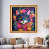 Foxhool Beginners Cross Stitch Kits Stamped Full Range of Embroidery Kits for Adults DIY Cross Stitches kit Embroidery Patterns for Needlepoint kit-Colorful Flower Cat 17.7x17.7 inch view 2