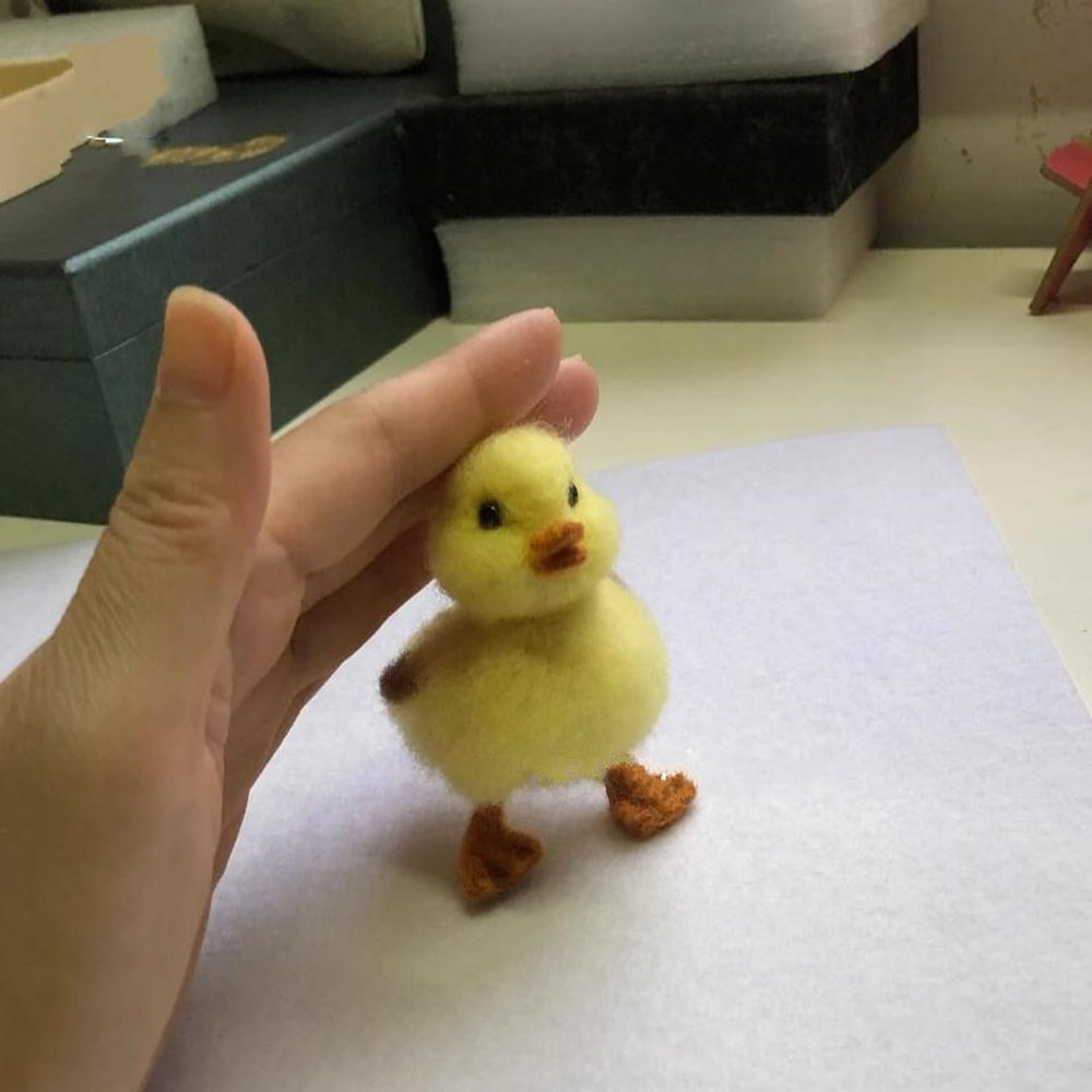 WellieSTR Little Duck Needle Felting Kit,Felting Kit for Beginners Adult and Craft Kit, Unique Felt Animals, Felting Tools Included Felting Needles, Felting Pad, Felting Wool and Instruction