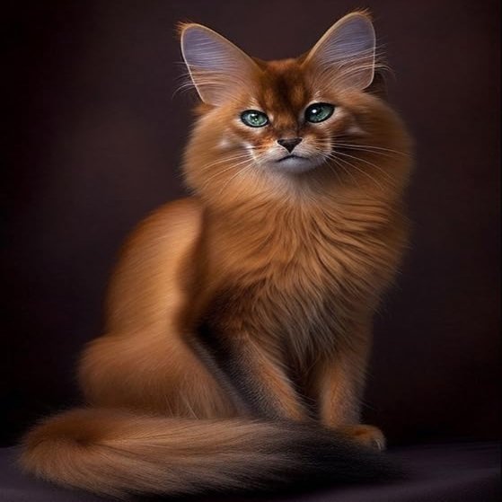 DIY Diamond Painting Kits for Adults, Cute Somali cat Round Full Drill 5D Diamonds Gem Art Drill Home Decoration Kits and Room Wall Decor 12x16 inch