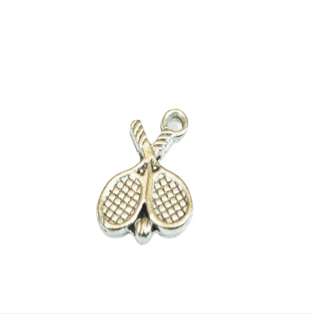 15 PCs Tennis Racket Charms Alloy Antique Silver Size 19x14mm Jump Ring Size 2mm For Jewelry Making