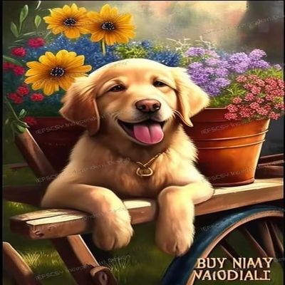 IEFSCAY Diamond Painting Smiling Golden Retriever Fun Handmade DIY Full Round Painting Kit for Adults and Children, Full Color Crystal Craft More Sparkle, for Home Decor Office Decor 40X40cm