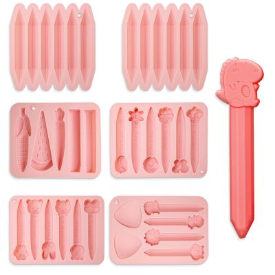 NEETUE 6 Pcs Crayon Molds 3D Crayon Silicone Mold Assorted Reusable Crayons Recycling Mold DIY Gift Animals Double Tipped Flower vegetables and Fruits Theme (Silicone)