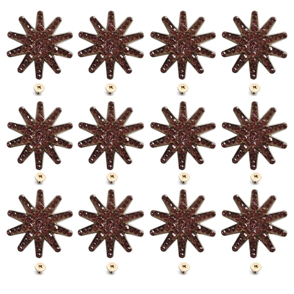 12PCS Flower Rhinestone Conchos Crystal Leathercraft With Screws Back, Pretty Bling for Dressing up Leather Bags, Saddles, Accessories (Color F)