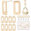 CREATCABIN 1 Box 78Pcs 18K Gold Plated Brass Rectangle Earring Studs with Vertical Loops, Ear Nuts, Open Jump Rings for DIY Jewelry Making, 0.6x0.3 in view 1