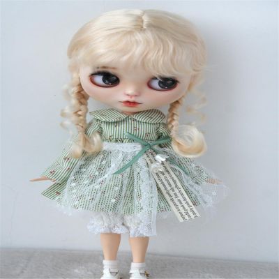 D2033B 10-11inch 26-28CM Country Girl Long Twins Braids Combed Mohair Doll Wigs (Blond #30)