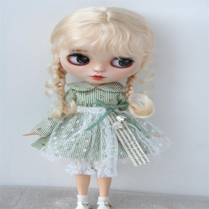 D2033B 10-11inch 26-28CM Country Girl Long Twins Braids Combed Mohair Doll Wigs (Blond #30)