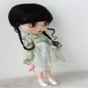 D2033B 10-11inch 26-28CM Country Girl Long Twins Braids Combed Mohair Doll Wigs (Nature Black) view 2