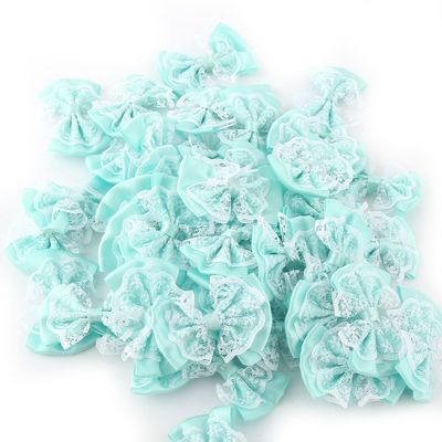 Yuecoom 50pcs Bow Appliques, Ribbon Bow Tie Shaped Appliques Lace Craft Bowknot for Sewing Scrapbooking Wedding Decoration Gift Wrapping(Green)