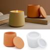 LSLEVA Storage Box with Lids Candle Jar Molds Set, Creative Silicone Candle Vessels Pot Molds, Concrete Round Stripe with Cover Bottle Making Moulds for Storage Candle Holder (O) view 1