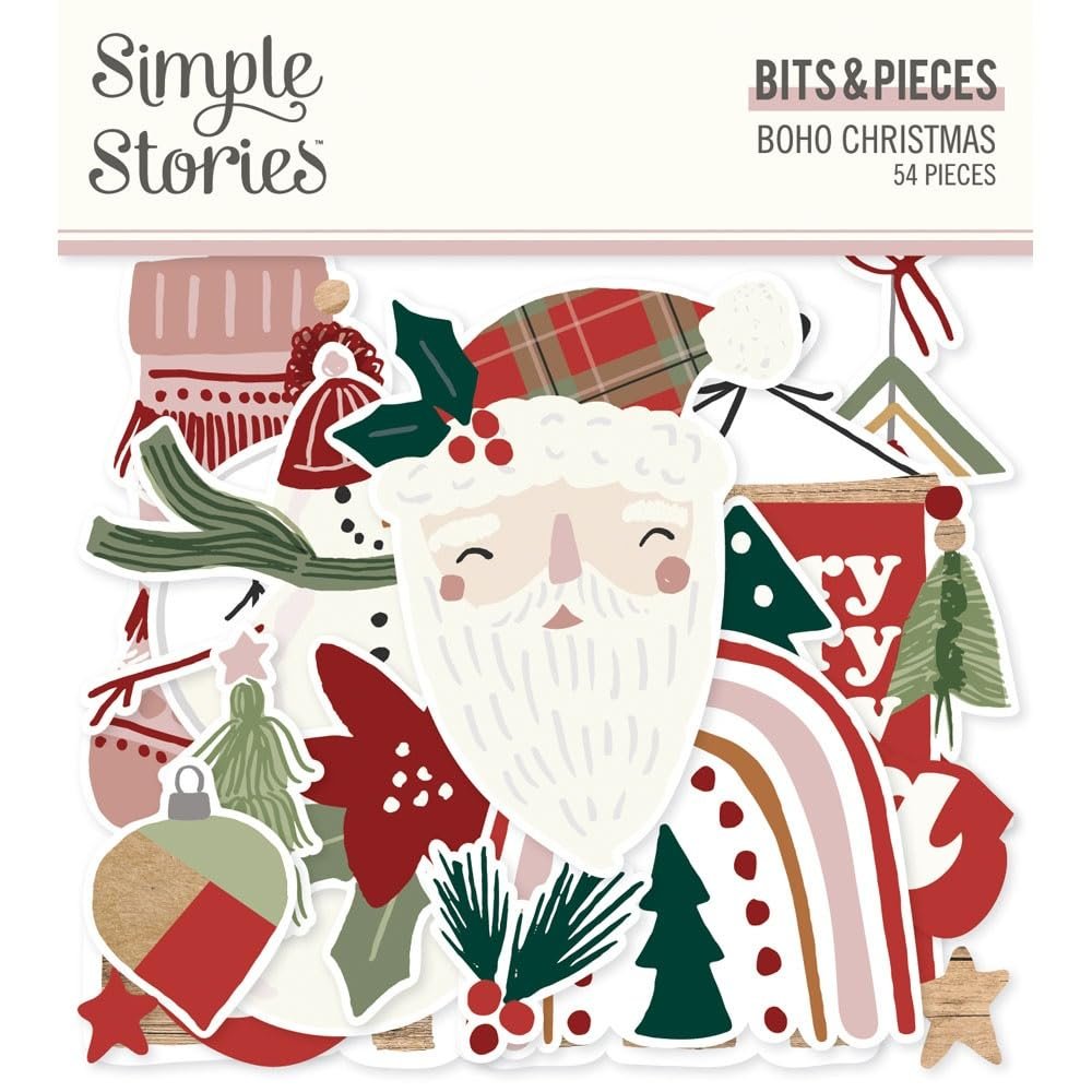 Boho Christmas Bits & Pieces Die-Cuts 54/Pkg-