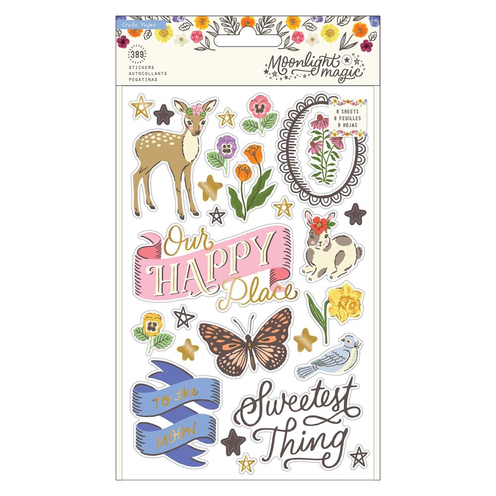Crate Paper Moonlight Magic Sticker Book 389/Pkg-Gold Foil, 8 Sheets