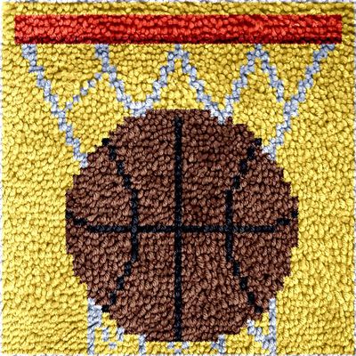 Yglnden Latch Hook Kit Rug DIY Throw Cover Crochet Needlework Printed Canvas Decor for Adults (Basketball A:30x30cm/12 X12)