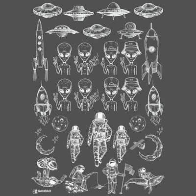 Underglaze Transfers, Ceramic Decals - Space Man (19 x 13 inch) (White)