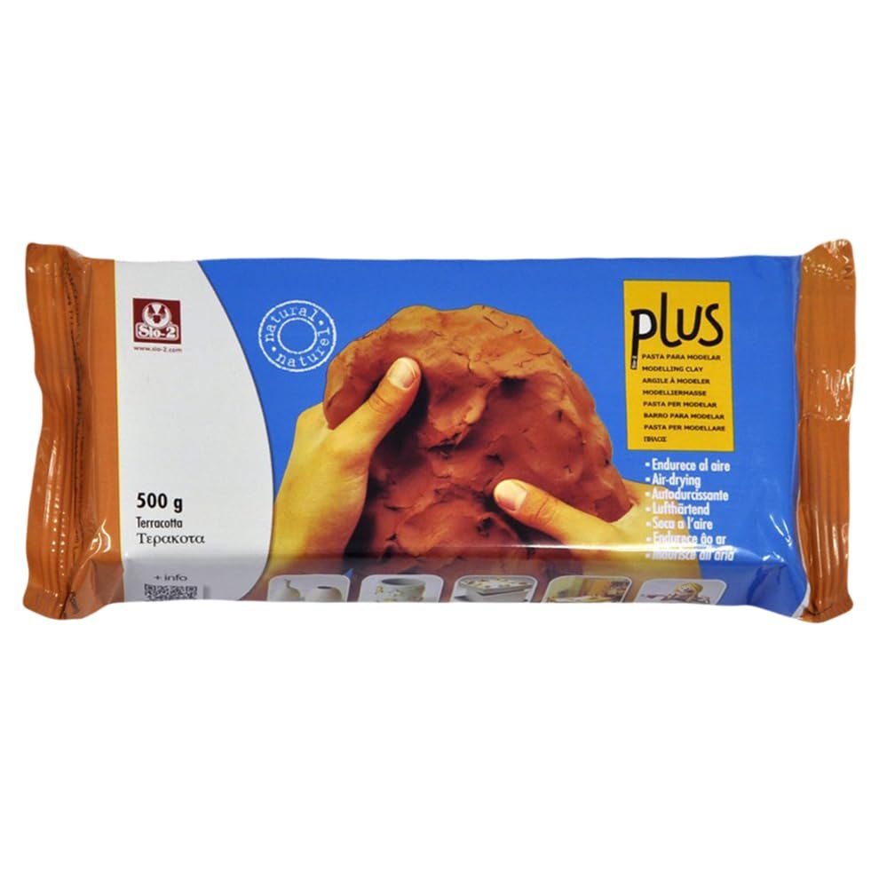 Activa Plus Clay, Terracotta, 1.1lb (500g) - Natural Self Hardening Air-Dry Clay - Professional Quality Clay for Modeling, Arts & Crafts
