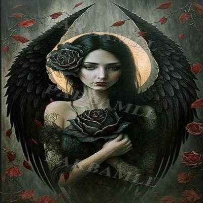 Black Wings Rose Girl Diamond Painting, Diamond Painting Kits Embroidery 5D Full Diamond Adhere Craft, Suitbale for Family Interactive Home Decor Room Decor or Holiday Gifts-16X24Inch