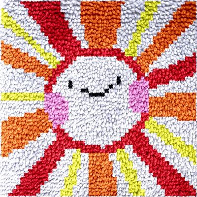 Yglnden Latch Hook Kits Rug Sun Crochet Yarn Cushion Colour Pre-Printed Canvas Cover Rug Needlework DIY Hook and Latch Kit Christmas Home Decoration 30x30cm/12 X12inch