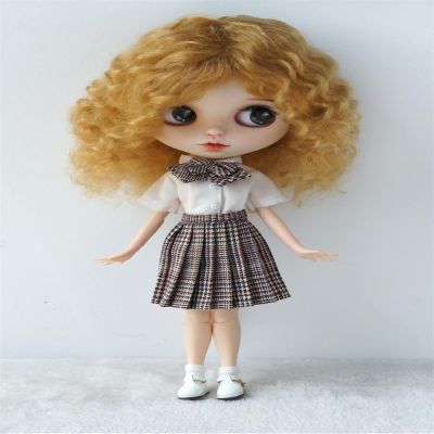 JD738 9-10inch 10-11inch Mid Length Messy Baby Curly Soft Wave Combed Mohair Doll Wig (10-11inch, Ginger Brown #49)