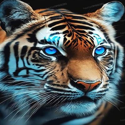 RMSGOZO Fluorescent Blue-Eyed Tiger Diamond Painting - Animal Diamond Art Kits for Adults, Full Round Gemstone Crystal Cross Stitch Kit, for Wall Decor & Club Decor (12 X 12 Inch)