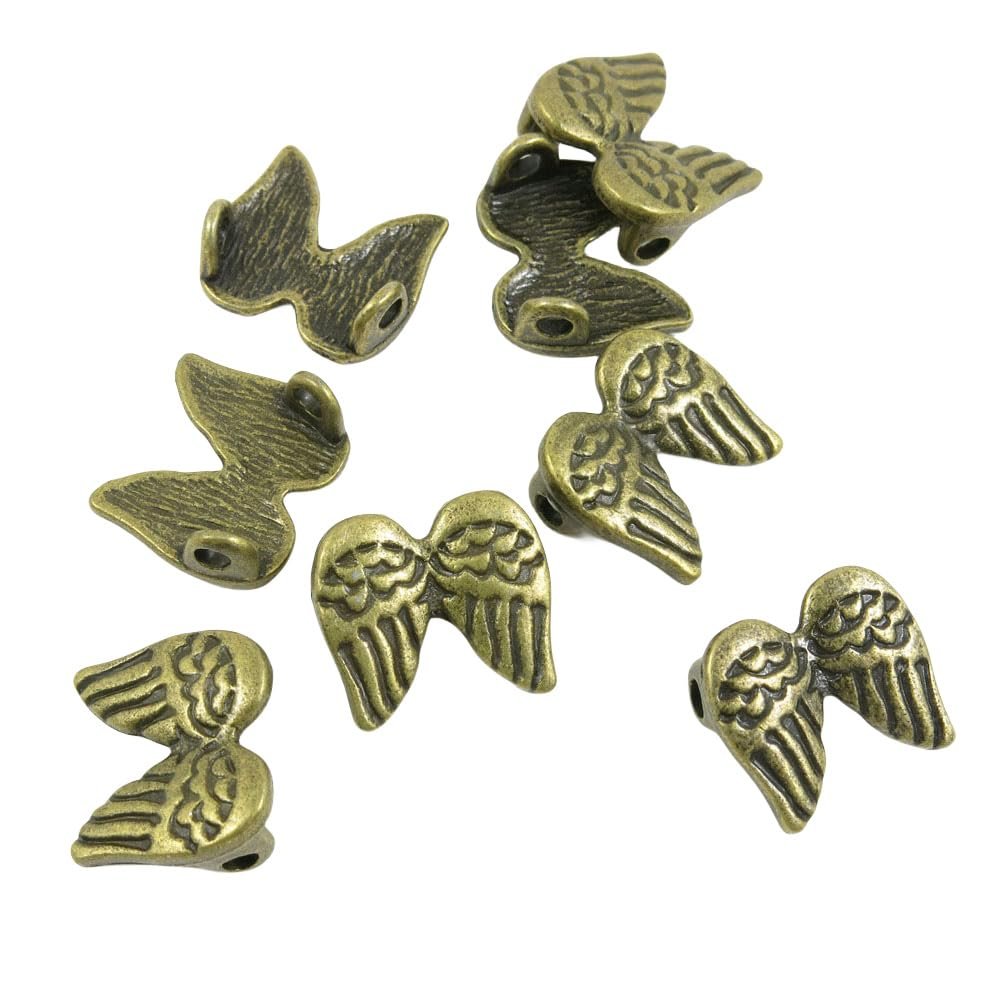 120 PCS Antique Bronze Tone Jewelry Making Charms Findings Suppliers 98JL06 Cupid Angel Wings