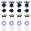 TOAOB 4 Sets 25mm Safety Eyes Glitter Safety Eyes with Washers and Eyelashes for Amigurumis Silver Plastic Craft Crochet Eyes for DIY Puppet Stuffed Animals Doll Making view 1