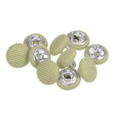 HARFINGTON 10pcs 16L Fabric Cloth Covered Button 10mm Metal Shank Round Sewing Buttons for Suits Dress Blouses, Light Green