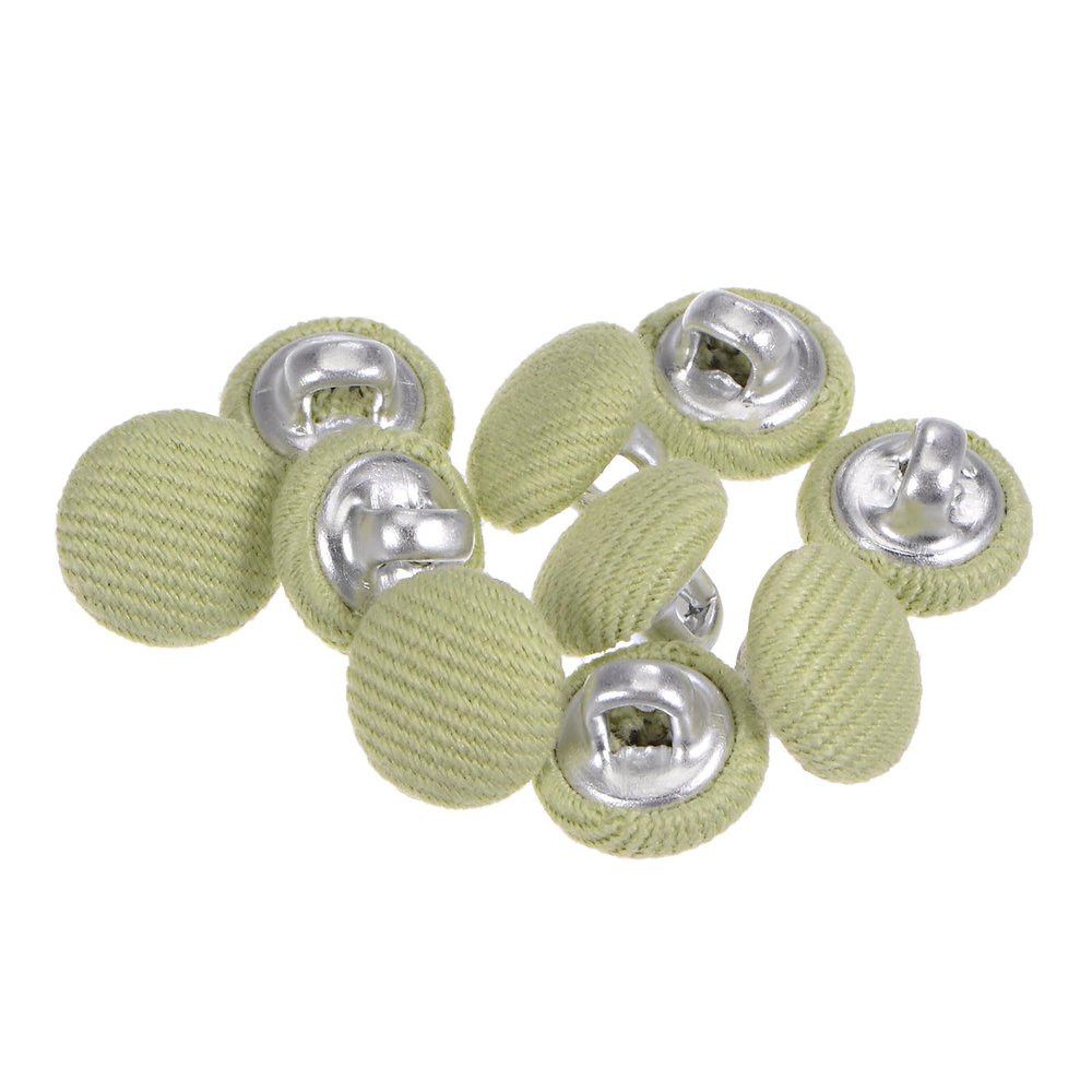 HARFINGTON 10pcs 16L Fabric Cloth Covered Button 10mm Metal Shank Round Sewing Buttons for Suits Dress Blouses, Light Green