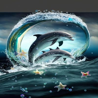 ZKOPAVS Diamond Painting Kits for Adults Paint By Number Kits Full Drill Rhinestone Embroidery Dolphins At Sea Arts Craft for Wall Decor 16x20 in