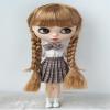 JD691 10-11inch 26-28cm Twins Long Country Girl Braids Full Bangs Synthetic Mohair Doll Wigs (10-11inch, Sugar Brown) view 1