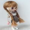 JD691 10-11inch 26-28cm Twins Long Country Girl Braids Full Bangs Synthetic Mohair Doll Wigs (10-11inch, Sugar Brown) view 2