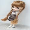 JD691 10-11inch 26-28cm Twins Long Country Girl Braids Full Bangs Synthetic Mohair Doll Wigs (10-11inch, Sugar Brown) view 3
