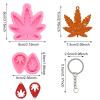 Honbay 3PCS Silicone Maple Leaf Molds Fall Leaves Shaped Keychain Molds Hollow Leaf Shaped Earring Molds Chocolate Candy Clay Moulds and 12PCS Key Rings with Chain for Baking Backpack Purse Decoration view 2