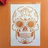 Reusable Stencils for Painting on Wood,A4 29x21cm DIY Skull Drawing Stencil Templates for Scrapbooking Art Supplies Wall Dcor view 1
