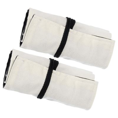 PATIKIL Handmade 72 Slots Roll Up Pencil Case, 2 Pack Canvas Pencil Wrap Pouch Pen Holder Organizer for Artist Drawing Coloring Sketching, White/Black