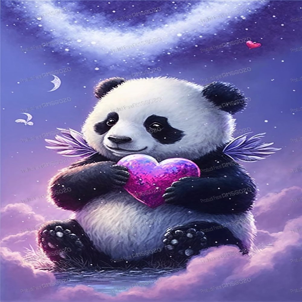 RMSGOZO Purple Star Panda Diamond Painting - Pink Love Panda Diamond Art Kits, Exquisite Full Circle Gemstone Fine Rhinestone Art Kit for Beginners, for Room Decor (18 X 25 Inch)