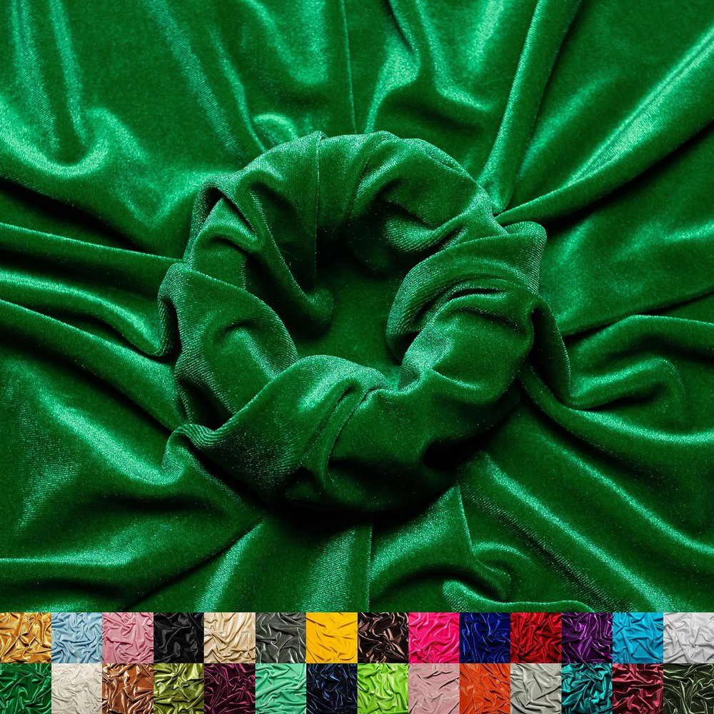 Ice Fabrics Stretch Velvet Fabric by The Yard - 60" Wide Soft Stretchy Fabric for Sewing Clothes, Apparel, Costume, Crafts - 90% Polyester 10% Spandex - Kelly Green - 2 Yards