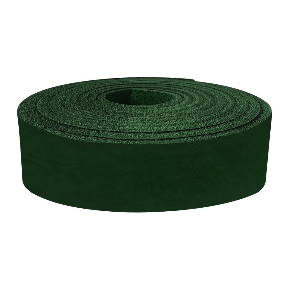 ELW 9-10 oz (3.6-4mm) Latigo Leather Belt Grade Straps & Strips | Size: 3"x60" (7.62 x 152cm) | Forest Green | Full Grain Cowhide, Heavy Duty Holsters, Sheathes, Saddle, Guitar Straps, DIY Crafts