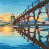 RTO Cross Stitch Embroidery Kits for Adults Landscape, Sea Theme - Bridge to Manistee North pierhead Lighthouse 9x13.5cm/3.5x5.3 14CT view 1