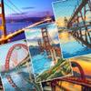 RTO Cross Stitch Embroidery Kits for Adults Landscape, Sea Theme - Bridge to Manistee North pierhead Lighthouse 9x13.5cm/3.5x5.3 14CT view 2
